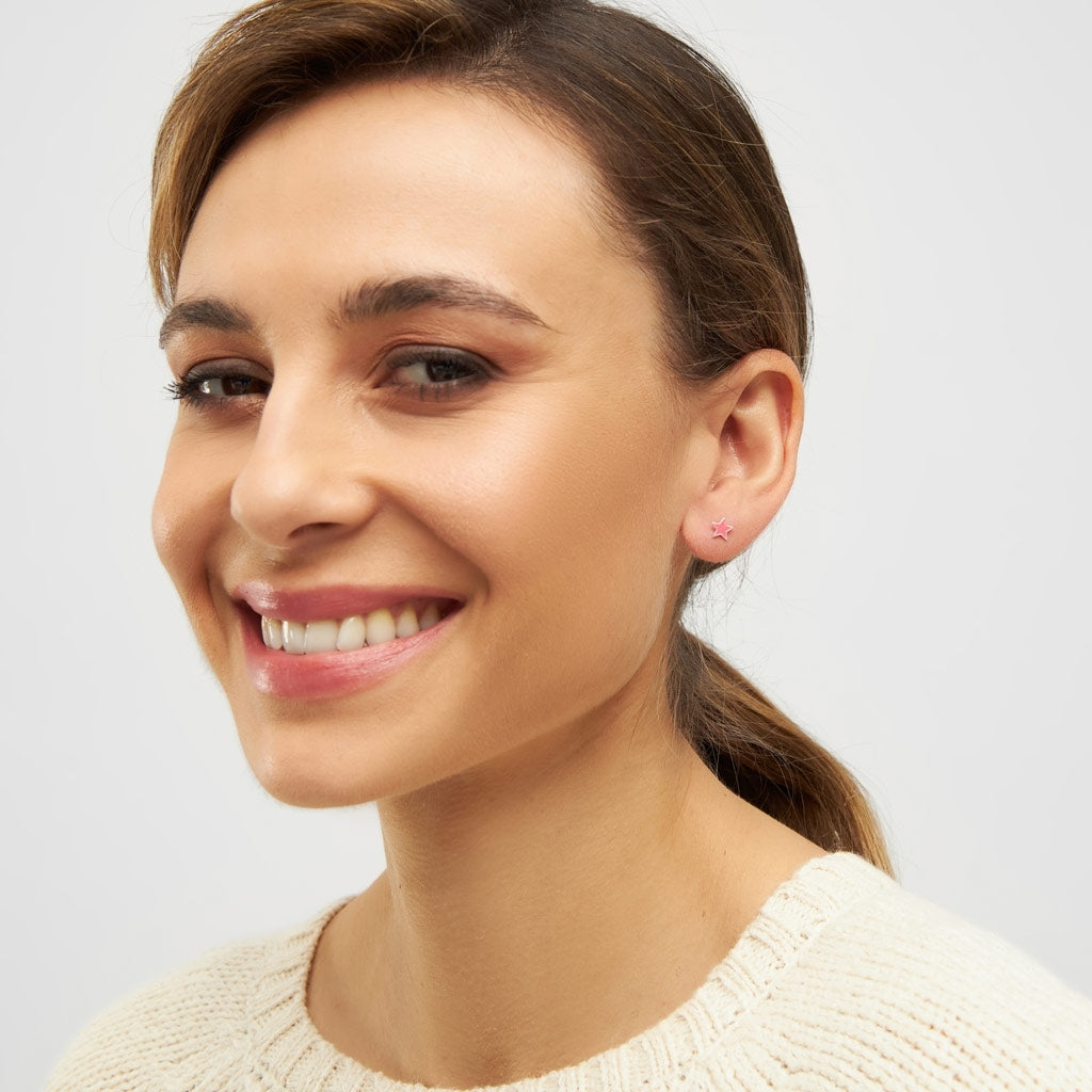 LULU Copenhagen Color Star örhänge 1 st silver Ear stud, 1 pcs Pink