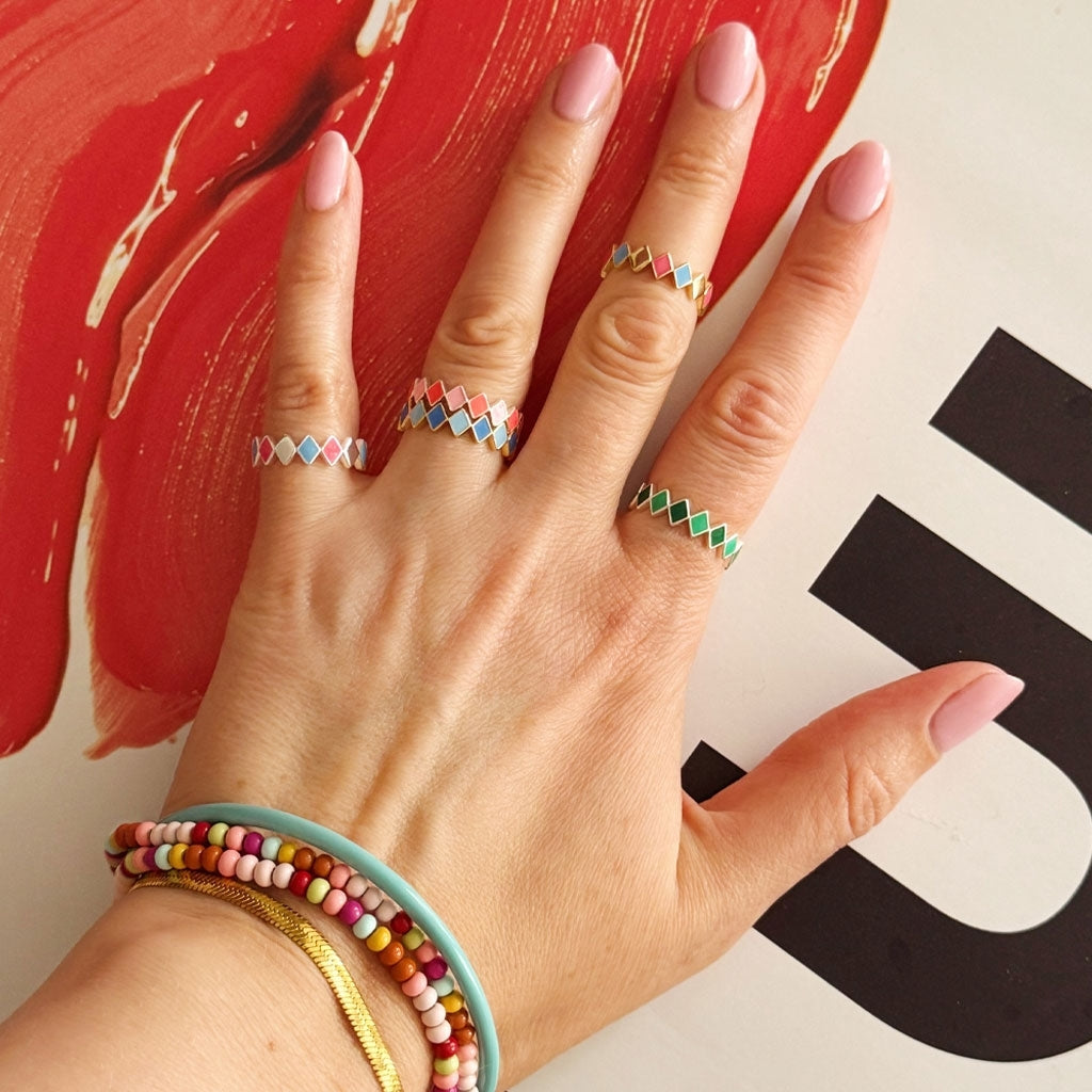 LULU Copenhagen Confetti Ring Silver Rings Blå