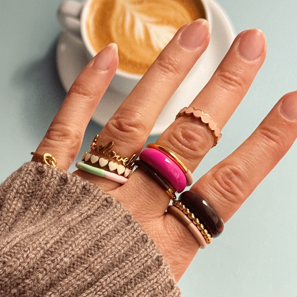 LULU Copenhagen Connected Hearts Ring Rings Coconut Milk