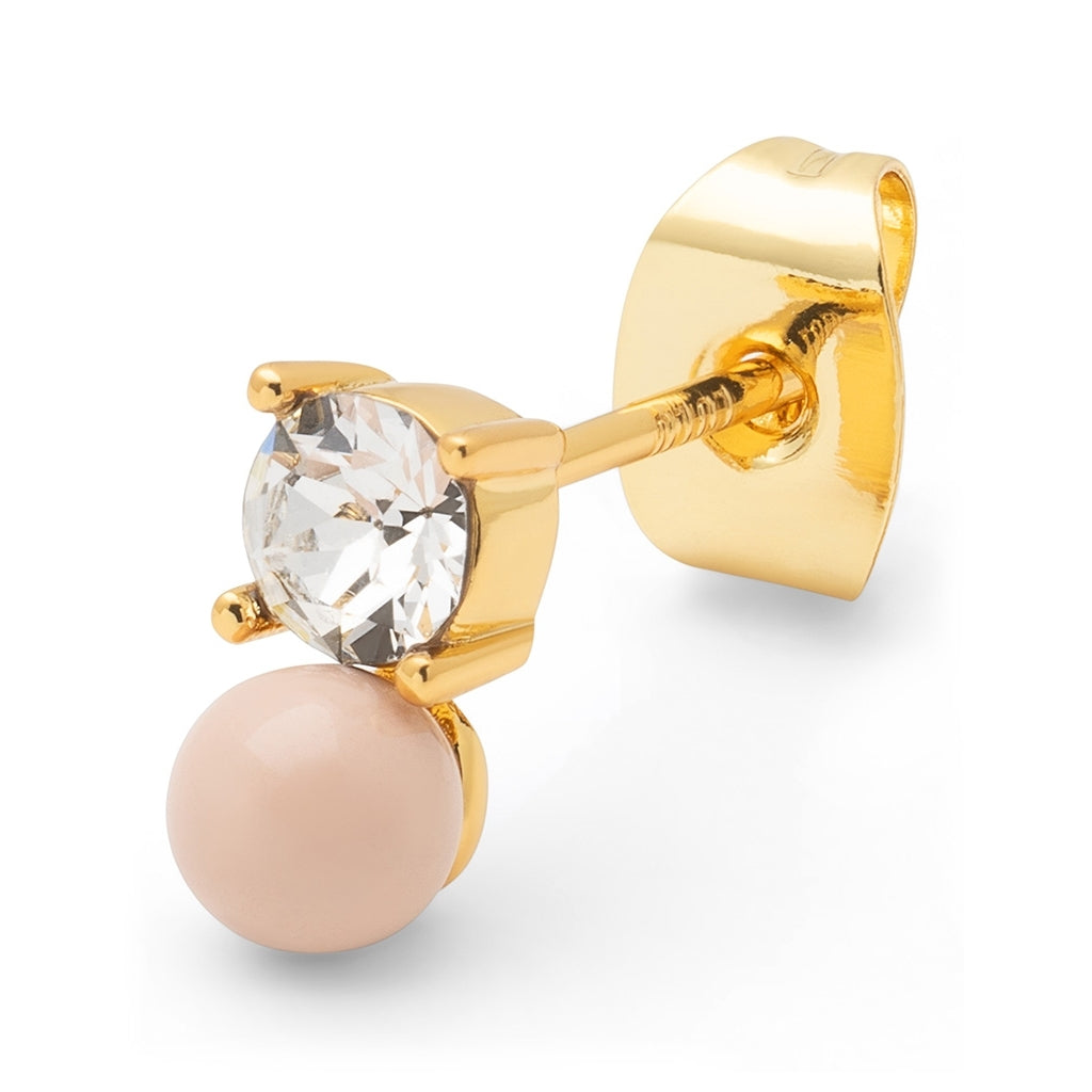 LULU Copenhagen Diamond Eye 1 st Ear stud, 1 pcs Dusty Peach/Crystal