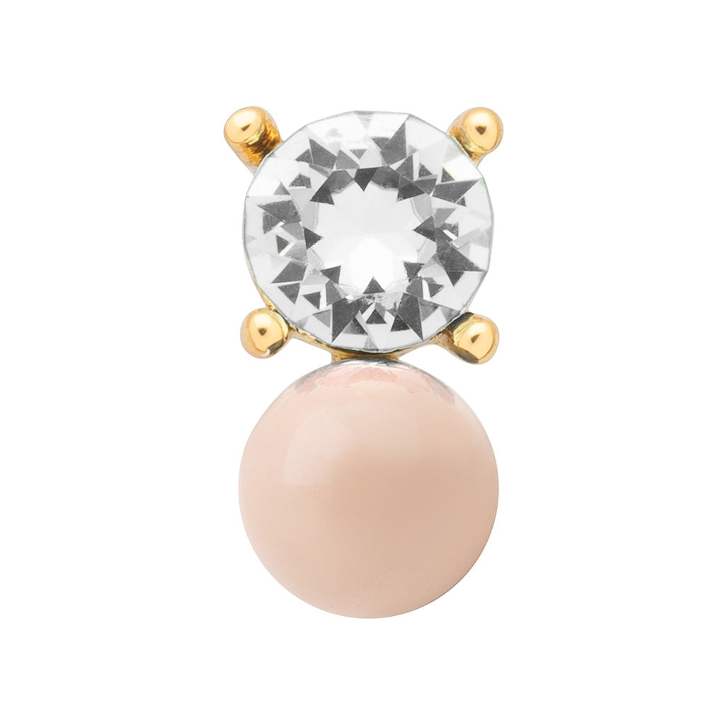 LULU Copenhagen Diamond Eye 1 st Ear stud, 1 pcs Dusty Peach/Crystal