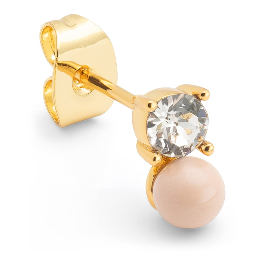 LULU Copenhagen Diamond Eye 1 st Ear stud, 1 pcs Dusty Peach/Crystal