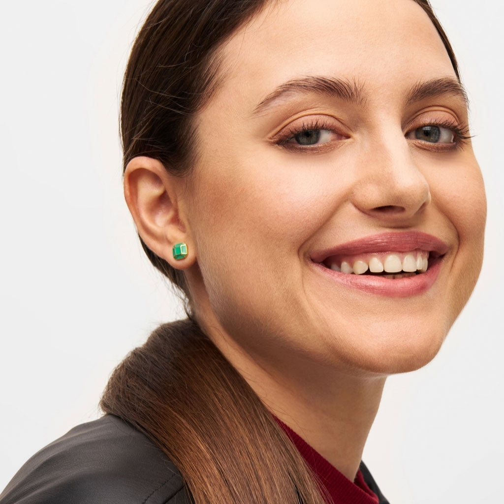 LULU Copenhagen Diamond Large örhänge 1 st guldpläterad Ear stud, 1 pcs Ljusgrön
