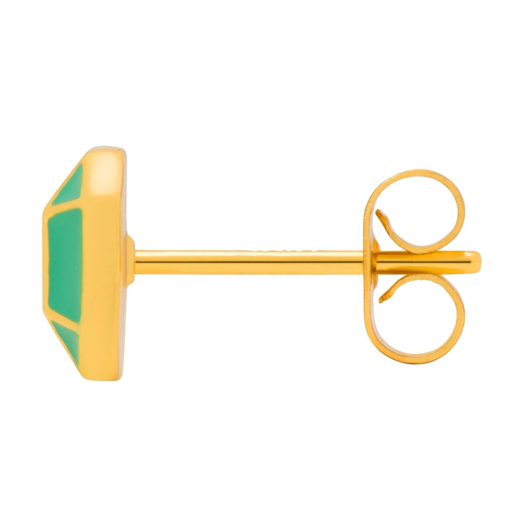 LULU Copenhagen Diamond Large örhänge 1 st guldpläterad Ear stud, 1 pcs Ljusgrön