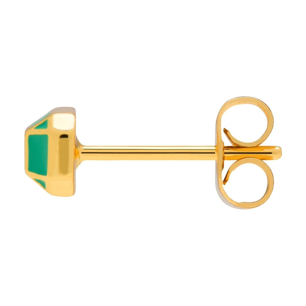 LULU Copenhagen Diamond Small örhänge 1 st guldpläterad Ear stud, 1 pcs Ljusgrön
