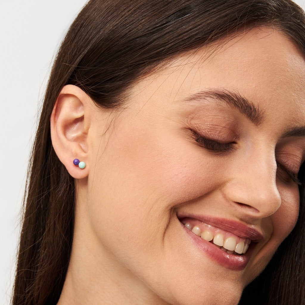LULU Copenhagen Double Color Ball örhänge 1 st Ear stud, 1 pcs Deep Purple - Mint