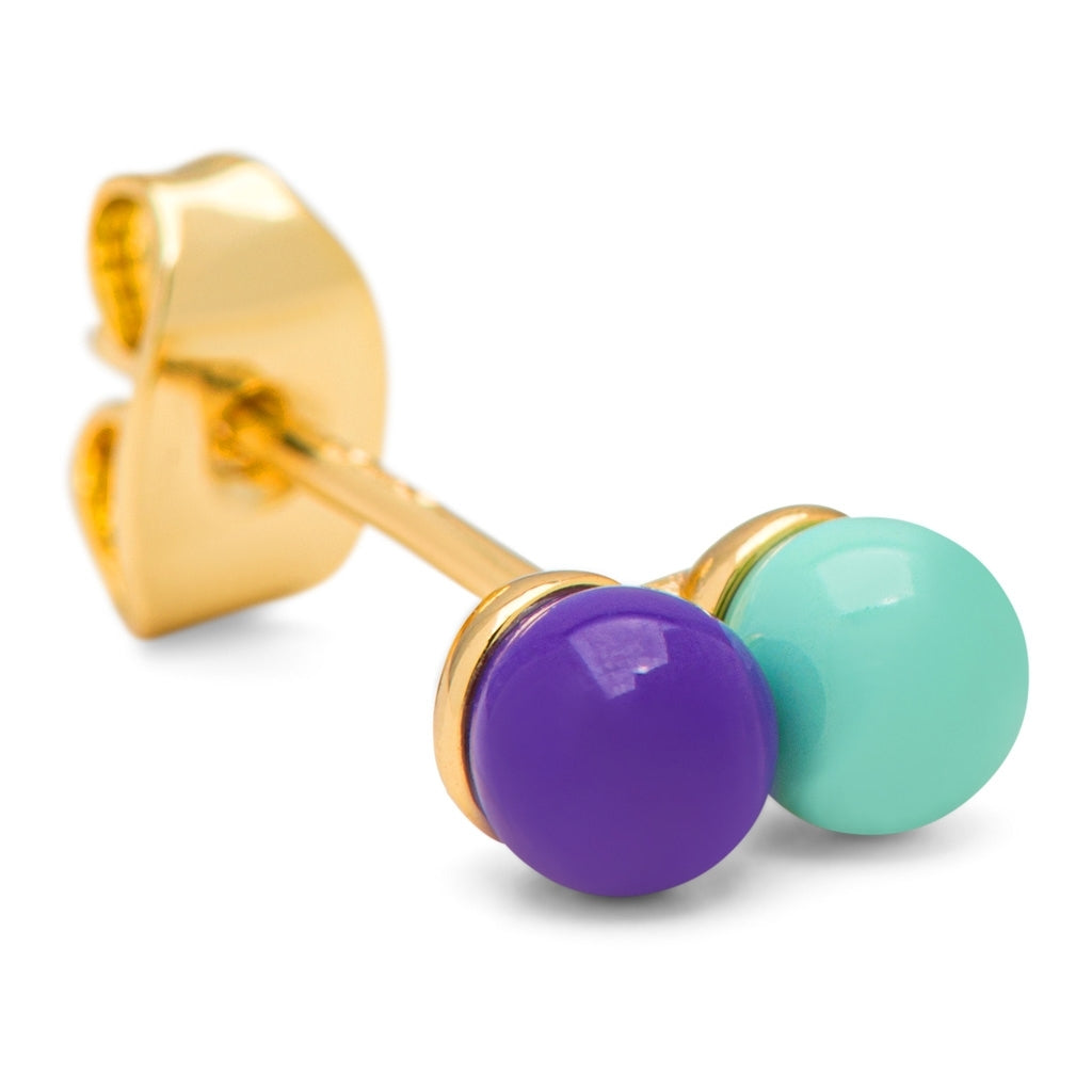 LULU Copenhagen Double Color Ball örhänge 1 st Ear stud, 1 pcs Deep Purple - Mint