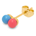 Double Color Ball örhänge 1 st - Light Blue - Coral Pink