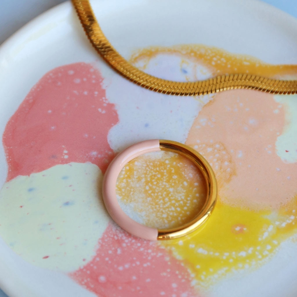 LULU Copenhagen Double Color Ring guldpläterad Rings Gold/Silk Light Pink