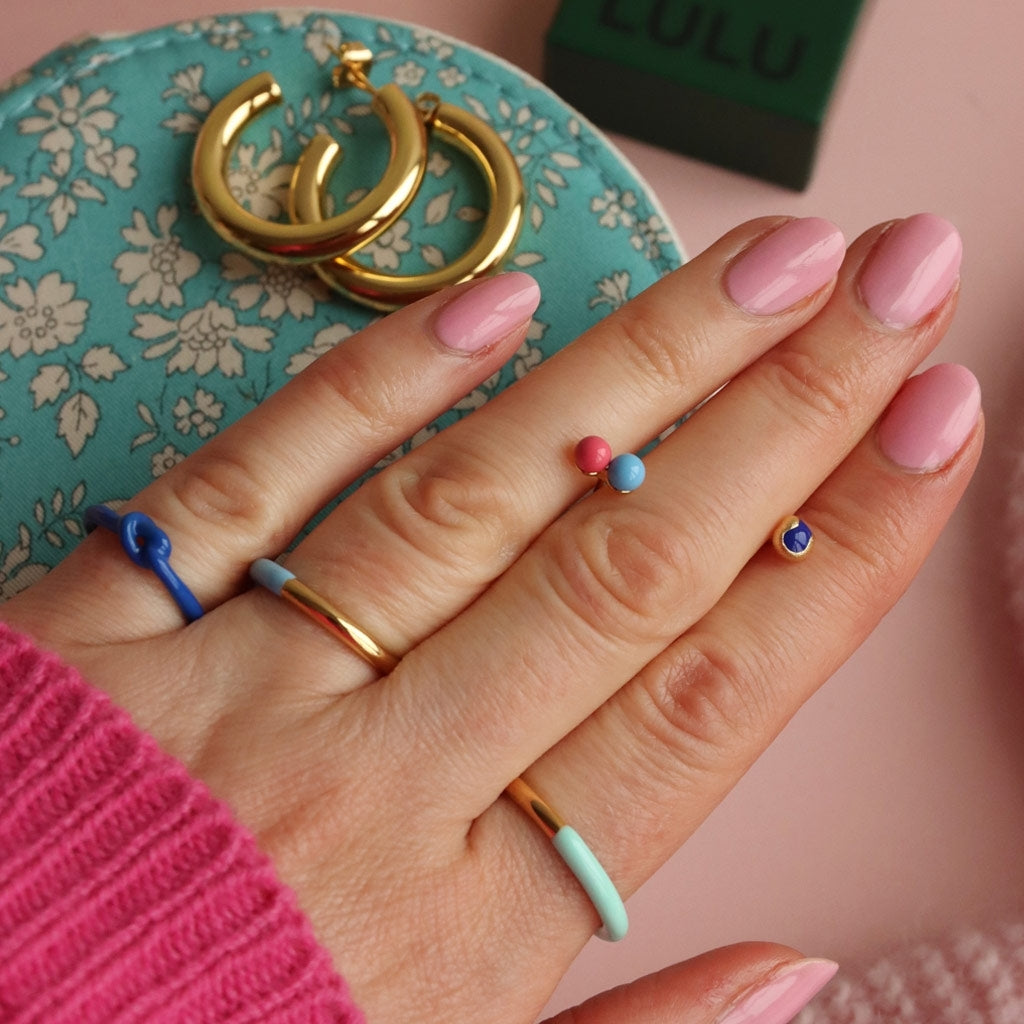 LULU Copenhagen Double Color Ring guldpläterad Rings North Sea Green