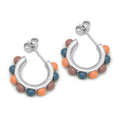 Flower Hoops Color Par silverplateräd - Burnt Coral/Blue/Purple