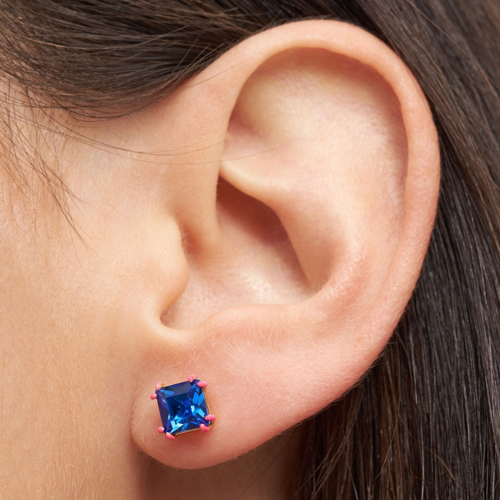 LULU Copenhagen Gala Crystal Bling örhänge 1 st Ear stud, 1 pcs Capri Blue/Pink