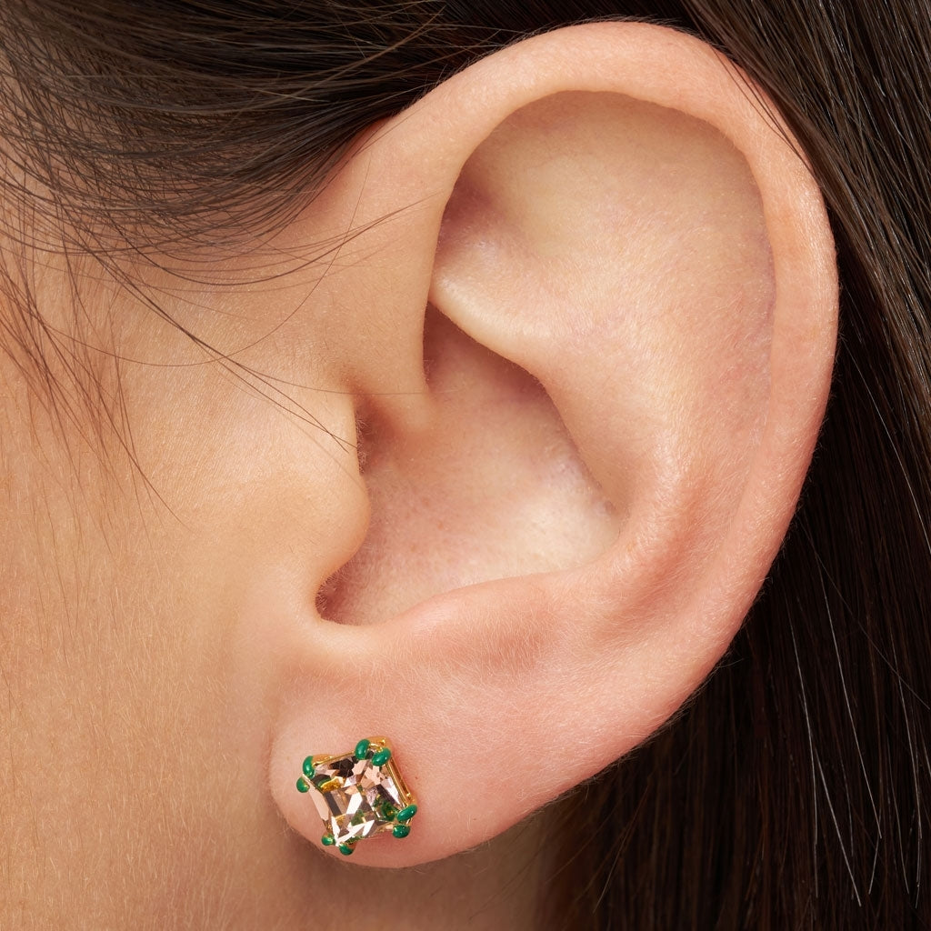 LULU Copenhagen Gala Crystal Bling örhänge 1 st Ear stud, 1 pcs Vintage Rose/Green