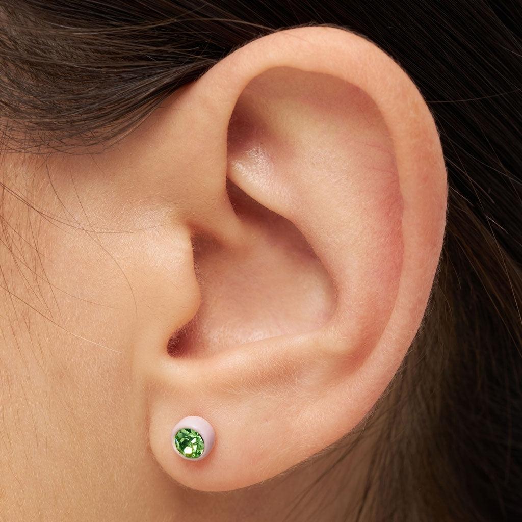 LULU Copenhagen Gala Crystal Round örhänge 1 st Ear stud, 1 pcs Olivine/Silk Light Pink
