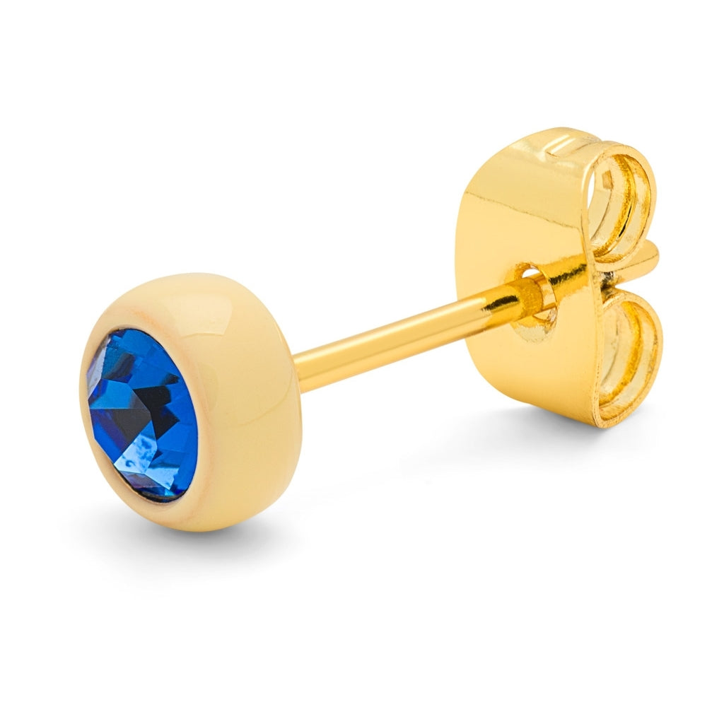 LULU Copenhagen Gala Crystal Round örhänge 1 st Ear stud, 1 pcs Sapphire/Soft Yellow