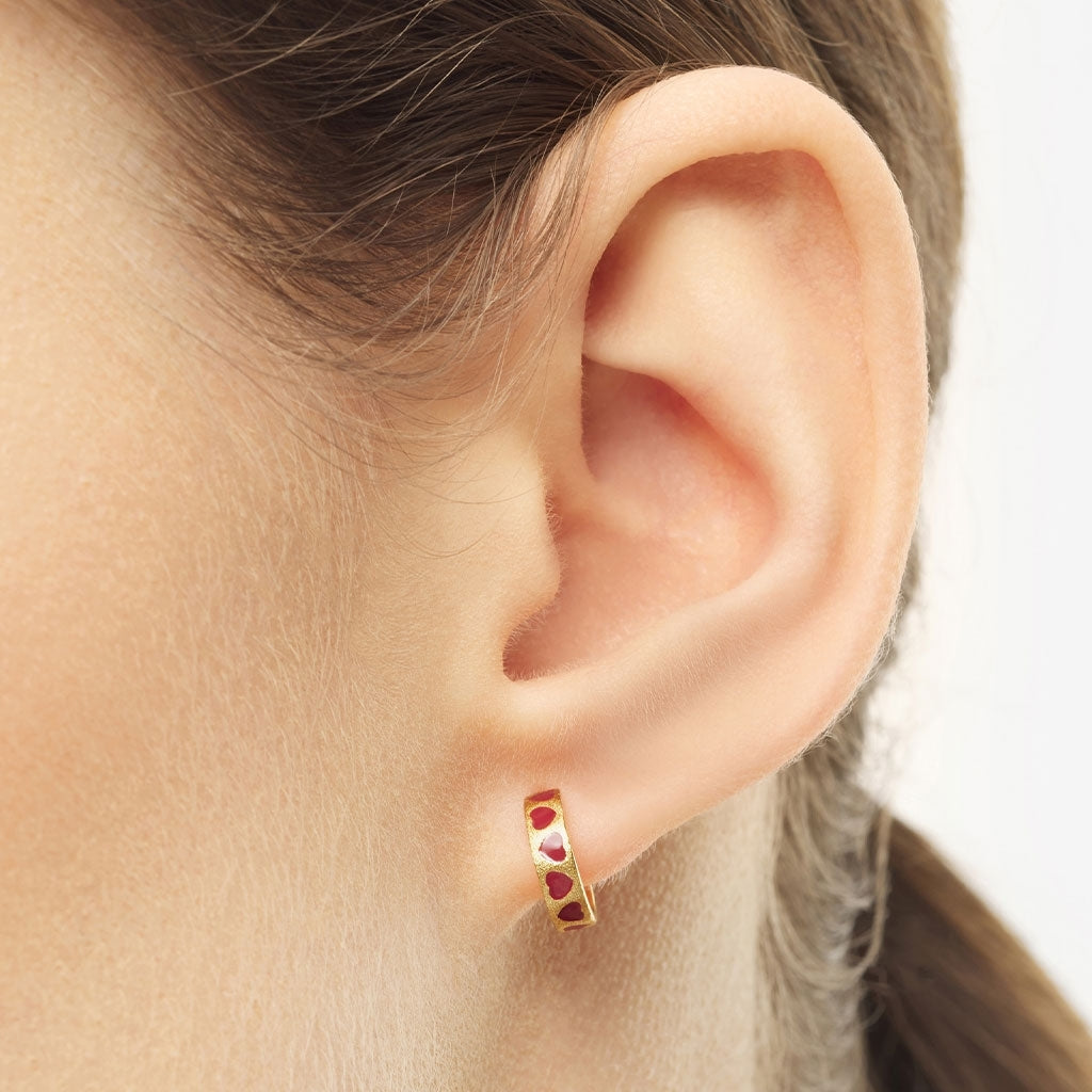 LULU Copenhagen Love Repeat hoops par - Guldplateräd Hoops Passion Red
