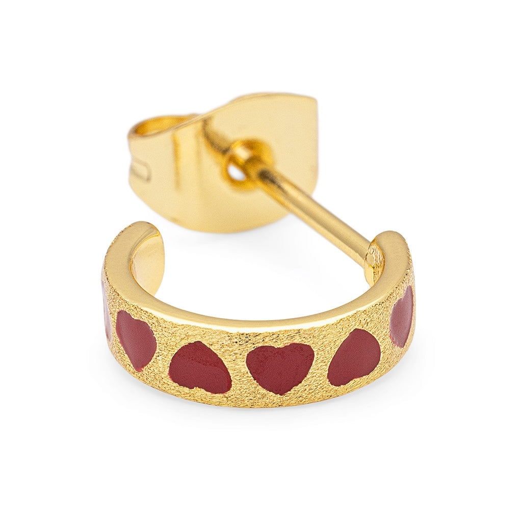 LULU Copenhagen Love Repeat hoops par - Guldplateräd Hoops Passion Red