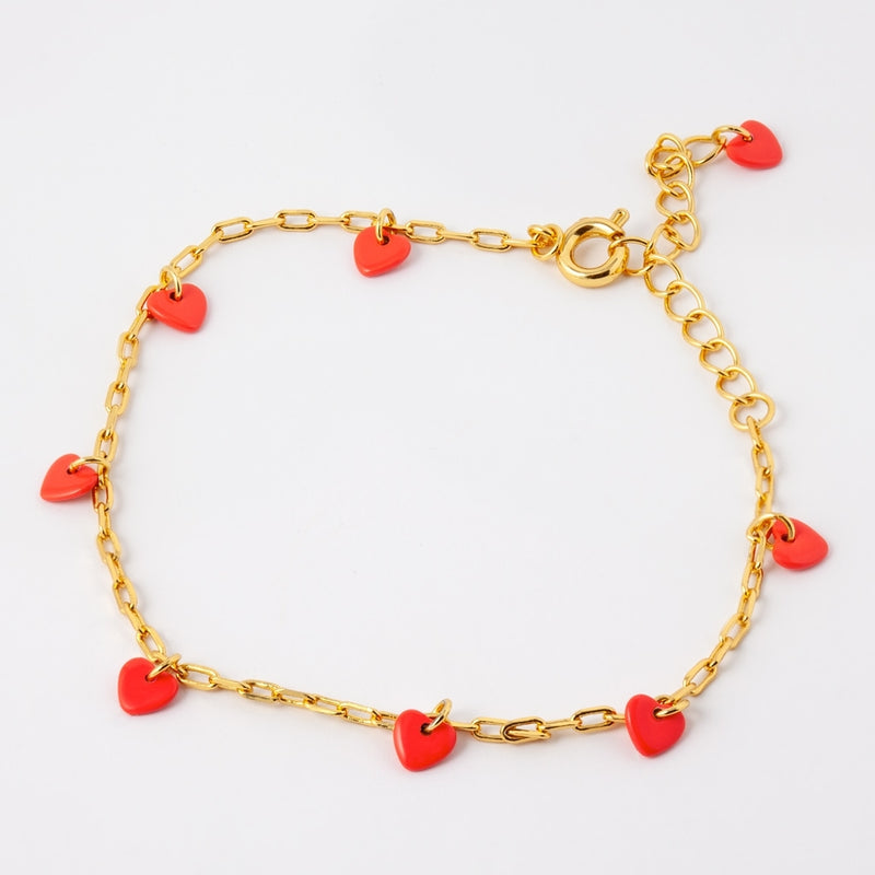 LULU Copenhagen Love U Bracelet guldpläterad Bracelets Läppstift röd