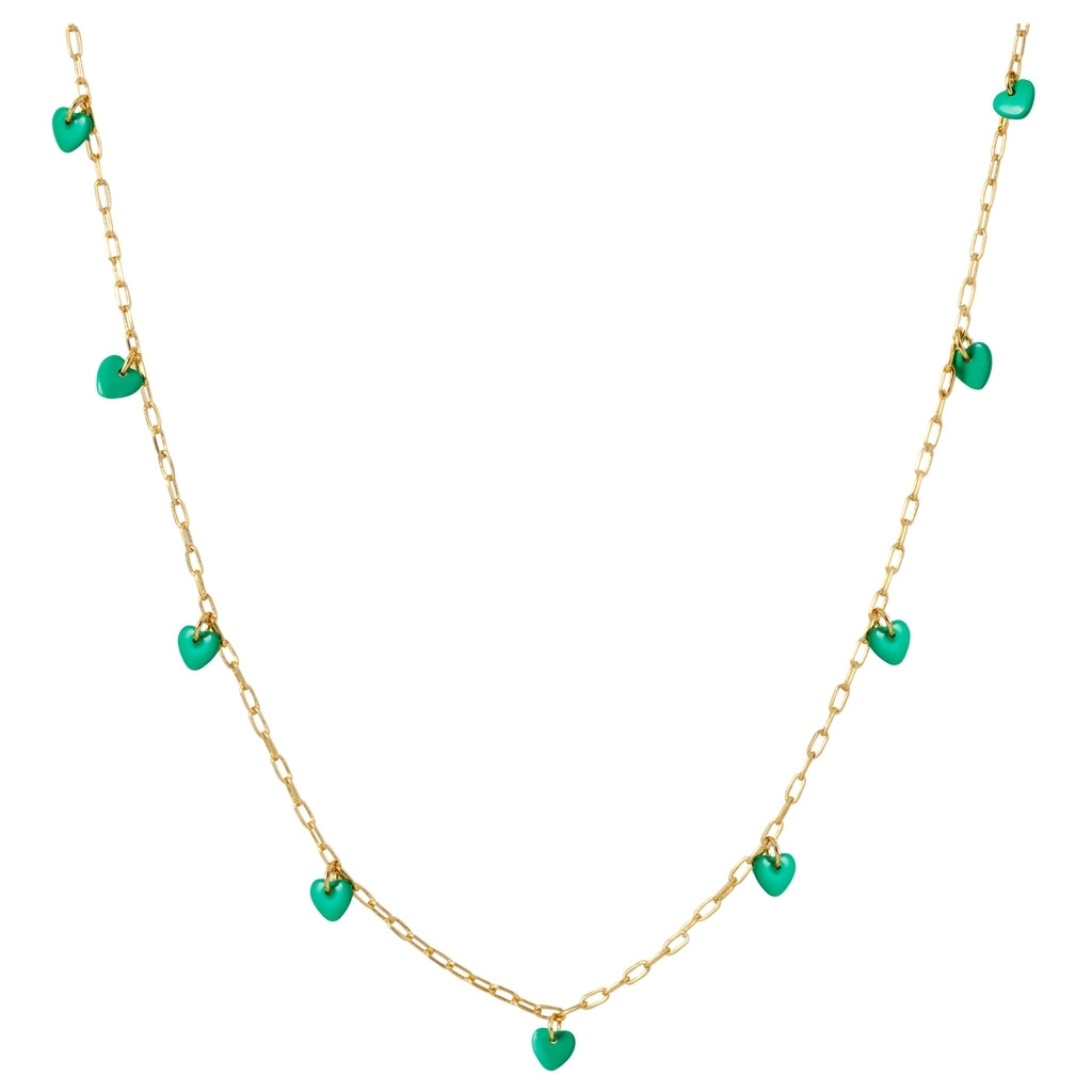 LULU Copenhagen Love U Halsband guldpläterad Necklaces Ljusgrön
