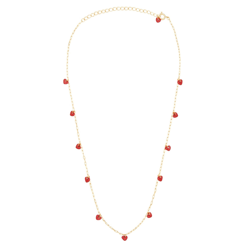 LULU Copenhagen Love U Halsband guldpläterad Necklaces Passion Red