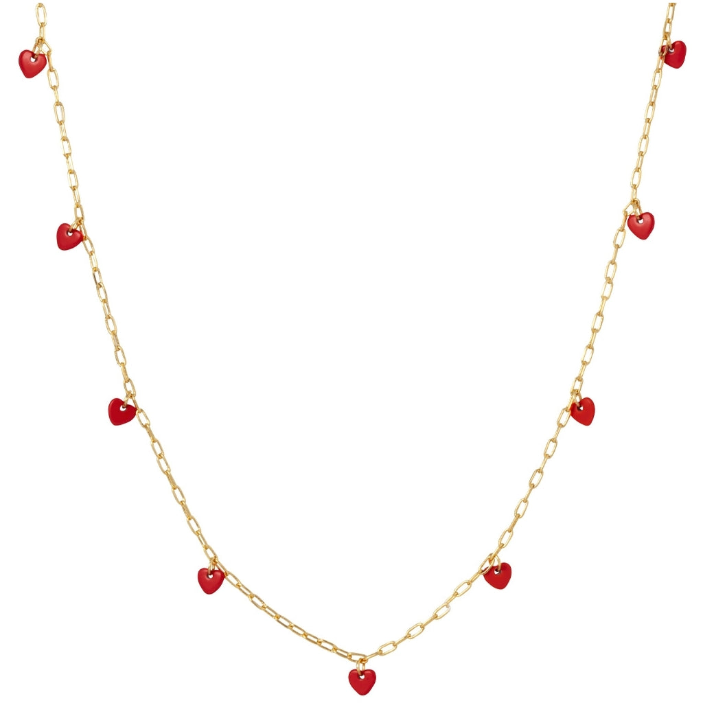 LULU Copenhagen Love U Halsband guldpläterad Necklaces Passion Red