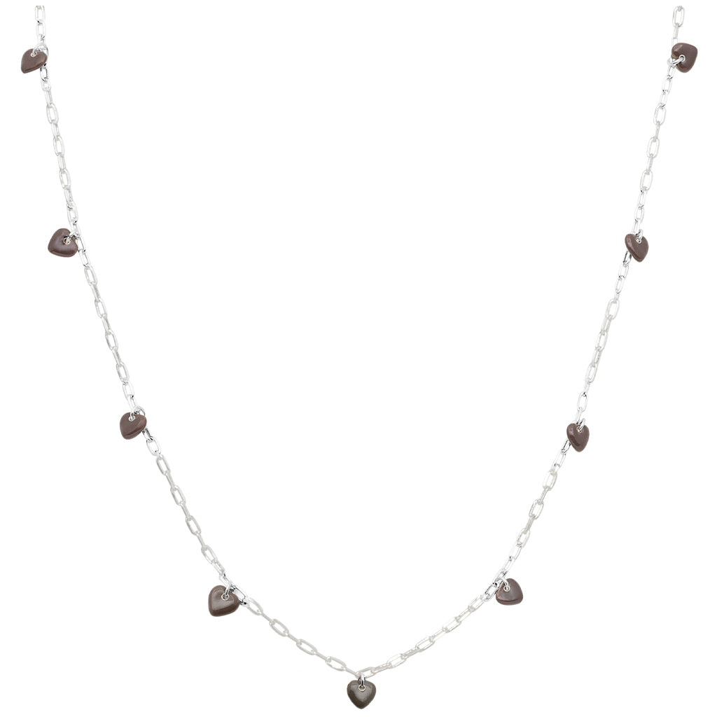 LULU Copenhagen Love U Halsband silverpläterad Necklaces Cocoa Powder