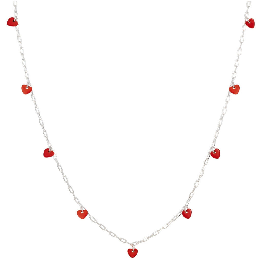 LULU Copenhagen Love U Halsband silverpläterad Necklaces Passion Red