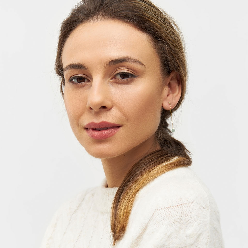 LULU Copenhagen Natural Stone Chain örhänge 1 st Ear stud, 1 pcs Ljusgrön