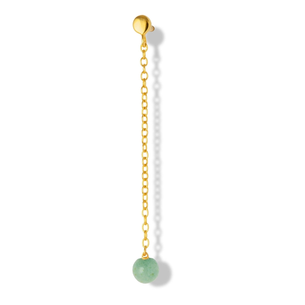 LULU Copenhagen Natural Stone Chain örhänge 1 st Ear stud, 1 pcs Ljusgrön