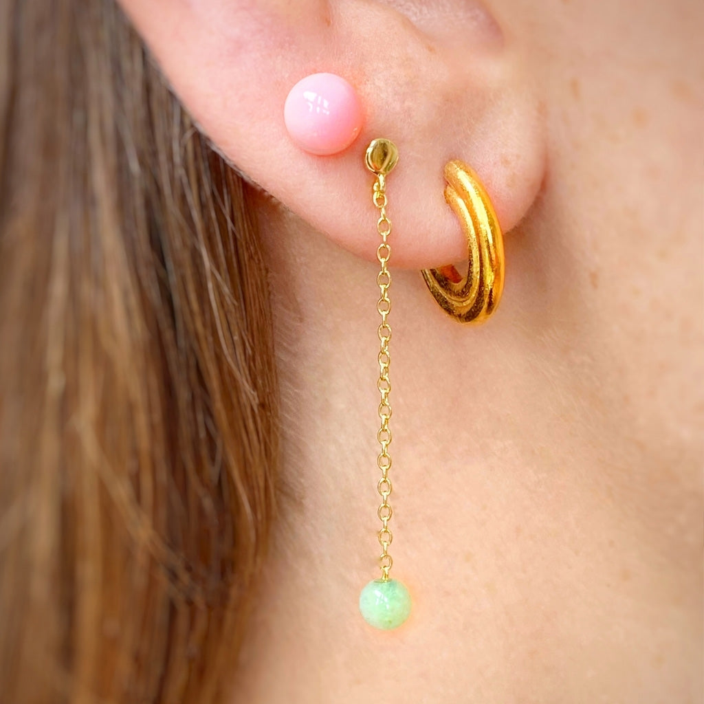 LULU Copenhagen Natural Stone Chain örhänge 1 st Ear stud, 1 pcs Ljusgrön