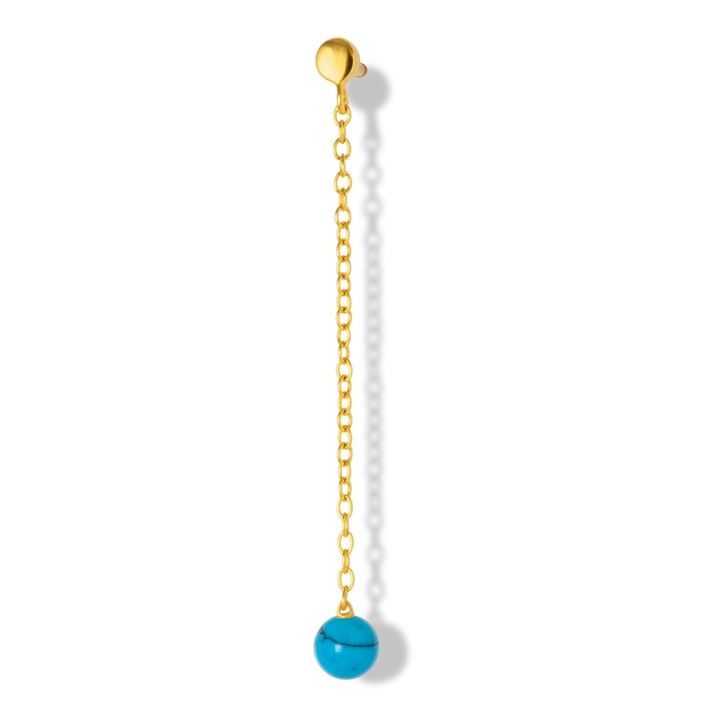 LULU Copenhagen Natural Stone Chain örhänge 1 st Ear stud, 1 pcs Turkos