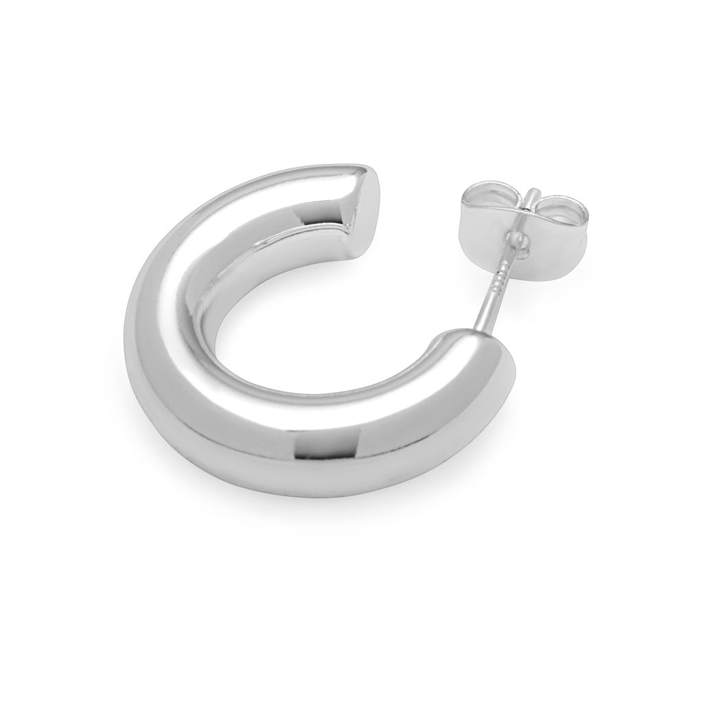 LULU Copenhagen Non Hoops Chunky Small par skinande Hoops Silver Plated