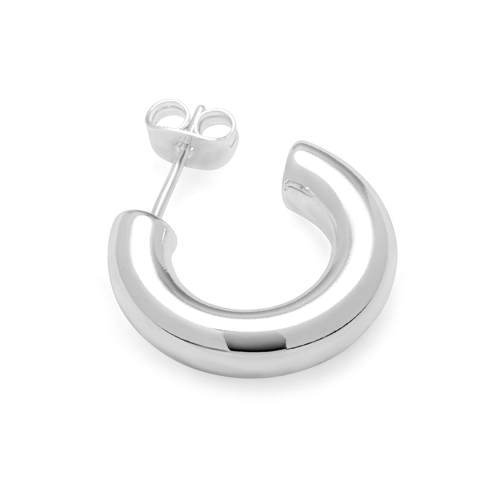 LULU Copenhagen Non Hoops Chunky Small par skinande Hoops Silver Plated