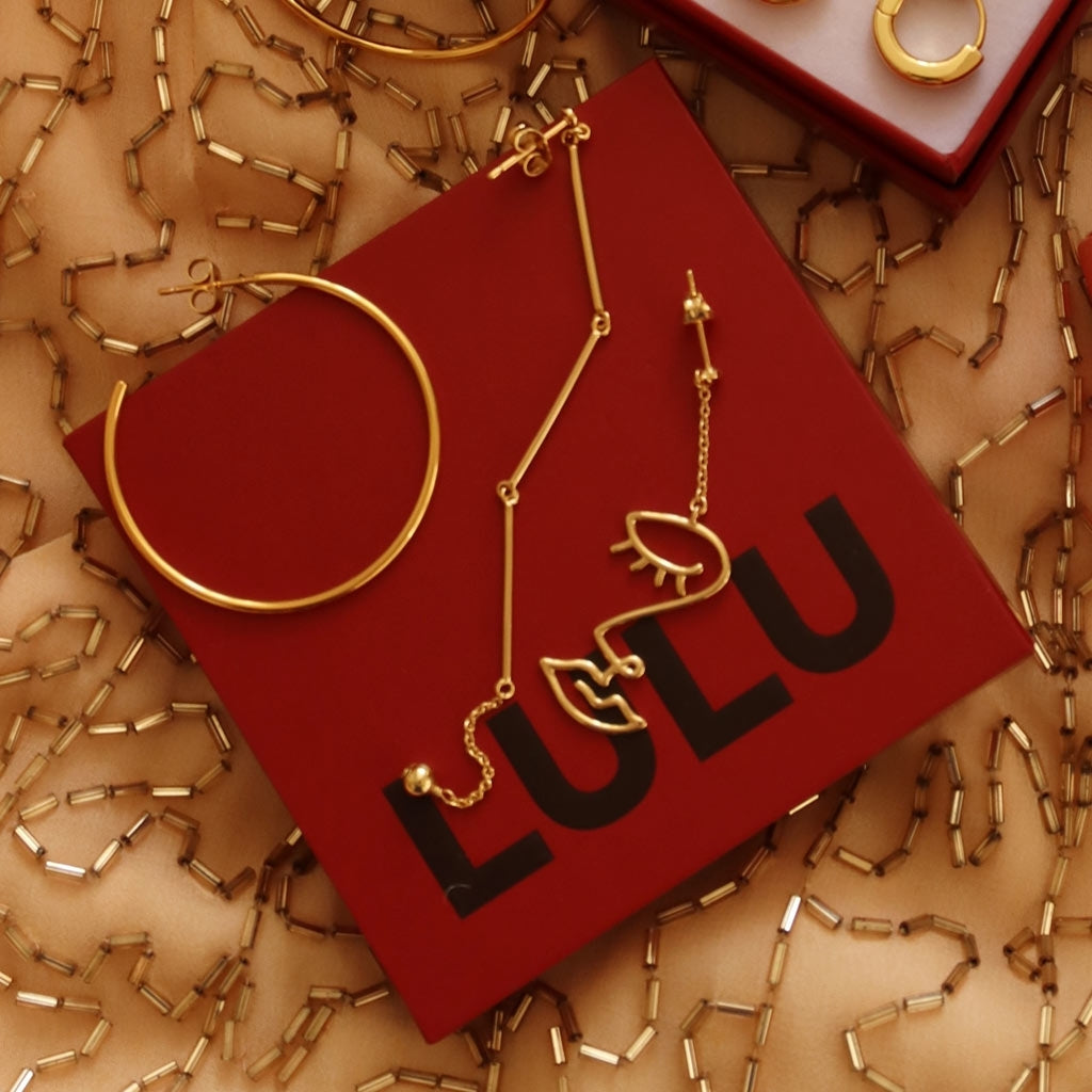 LULU Copenhagen Non Hoops Large par skinande Hoops Guldpläterad