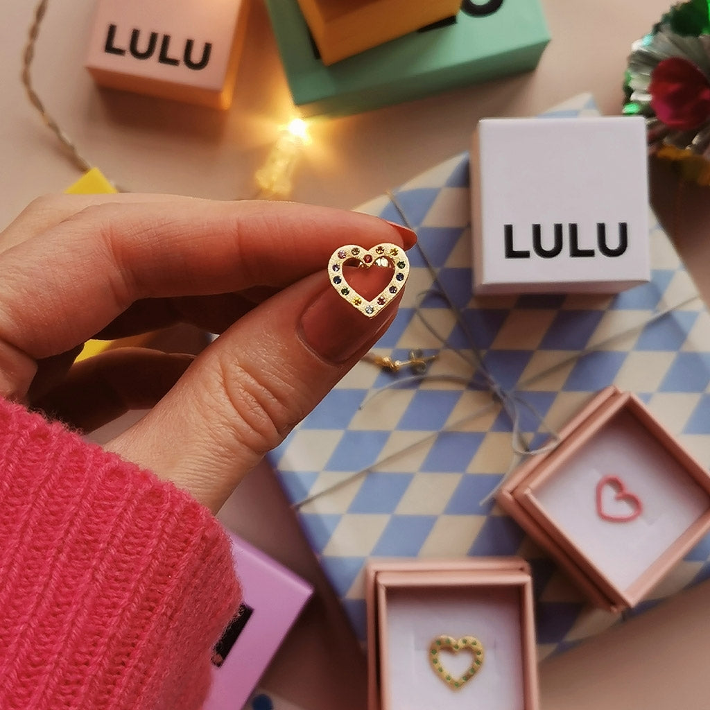 LULU Copenhagen OMG Heart örhänge 1 st guldpläterad Ear stud, 1 pcs Ljusgrön