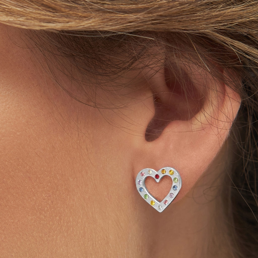 LULU Copenhagen OMG Heart örhänge 1 st silverpläterad Ear stud, 1 pcs Rainbow