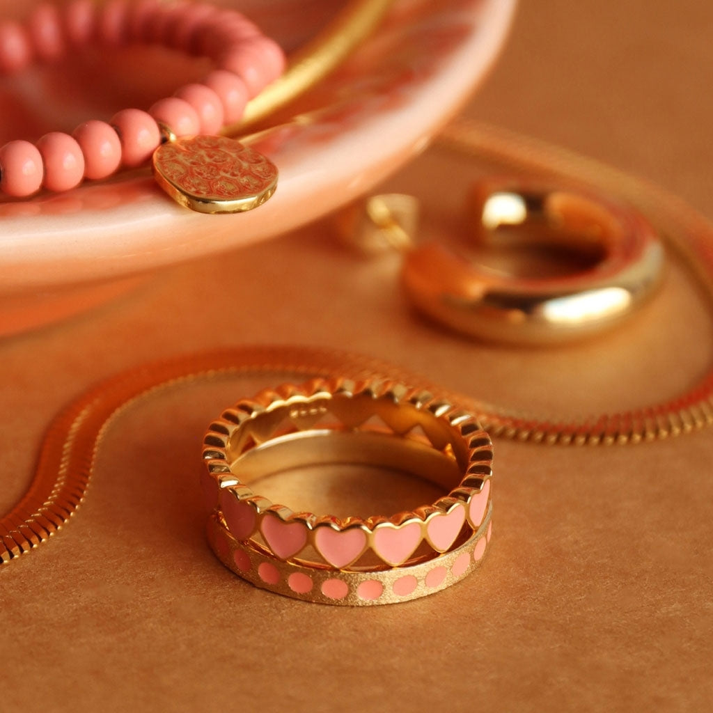 LULU Copenhagen Pattern Ring guldpläterad Rings Burnt Coral