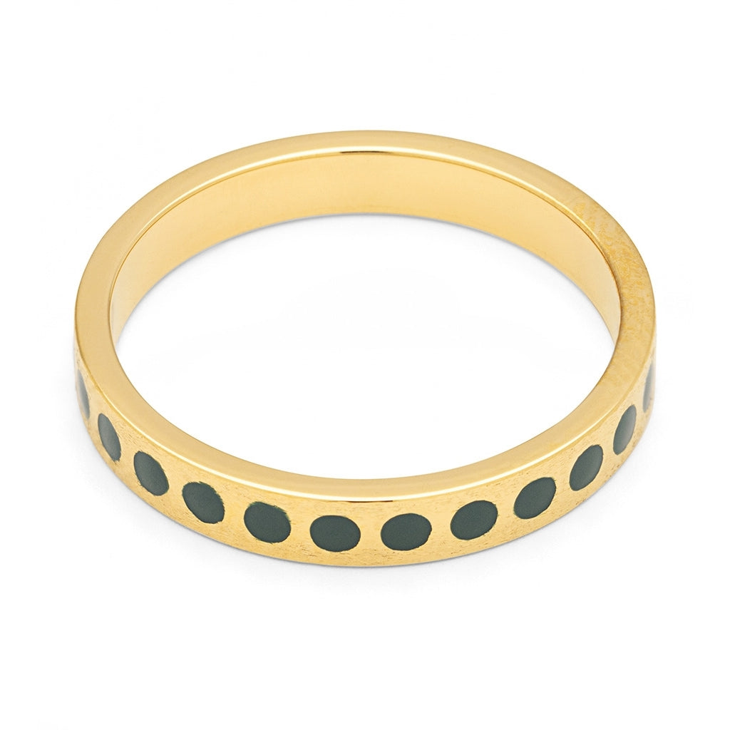 LULU Copenhagen Pattern Ring guldpläterad Rings North Sea Green