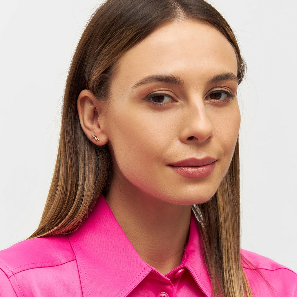 LULU Copenhagen Snaky örhänge 1 st guldpläterad Ear stud, 1 pcs Vit