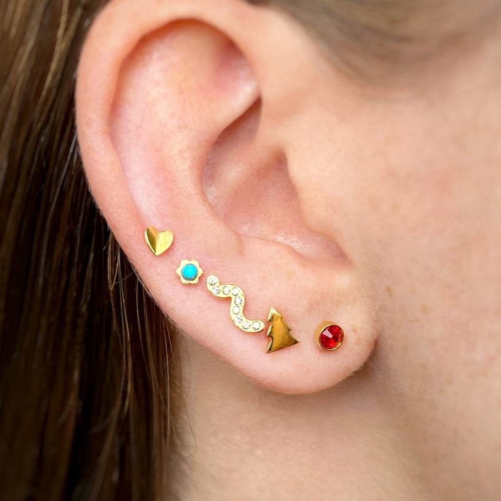 LULU Copenhagen Snaky örhänge 1 st guldpläterad Ear stud, 1 pcs Vit