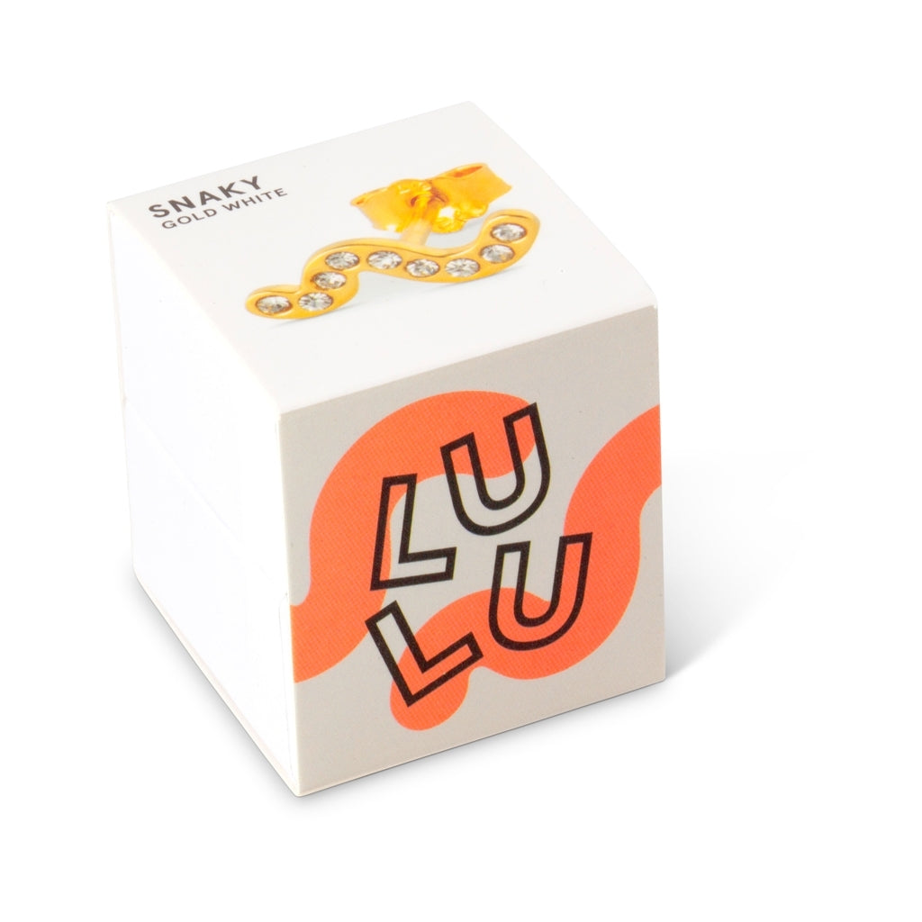 LULU Copenhagen Snaky örhänge 1 st guldpläterad Ear stud, 1 pcs Vit