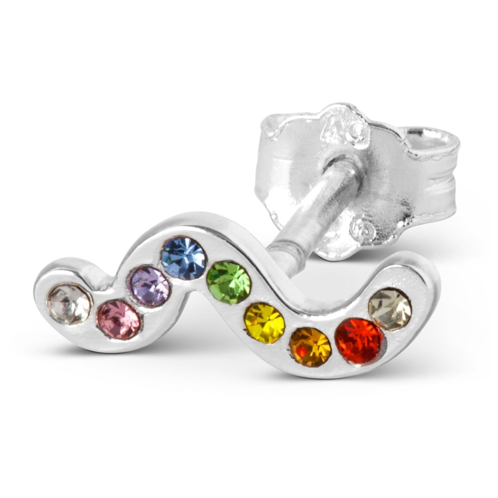 LULU Copenhagen Snaky örhänge 1 st silverpläterad Ear stud, 1 pcs Rainbow