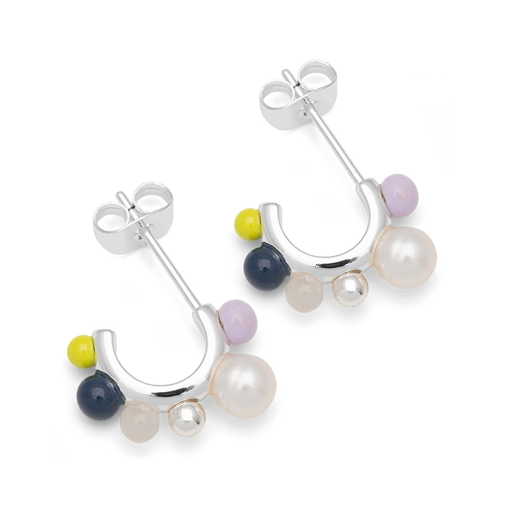 LULU Copenhagen Space Hoops Par silverplateräd Hoops Milky Way