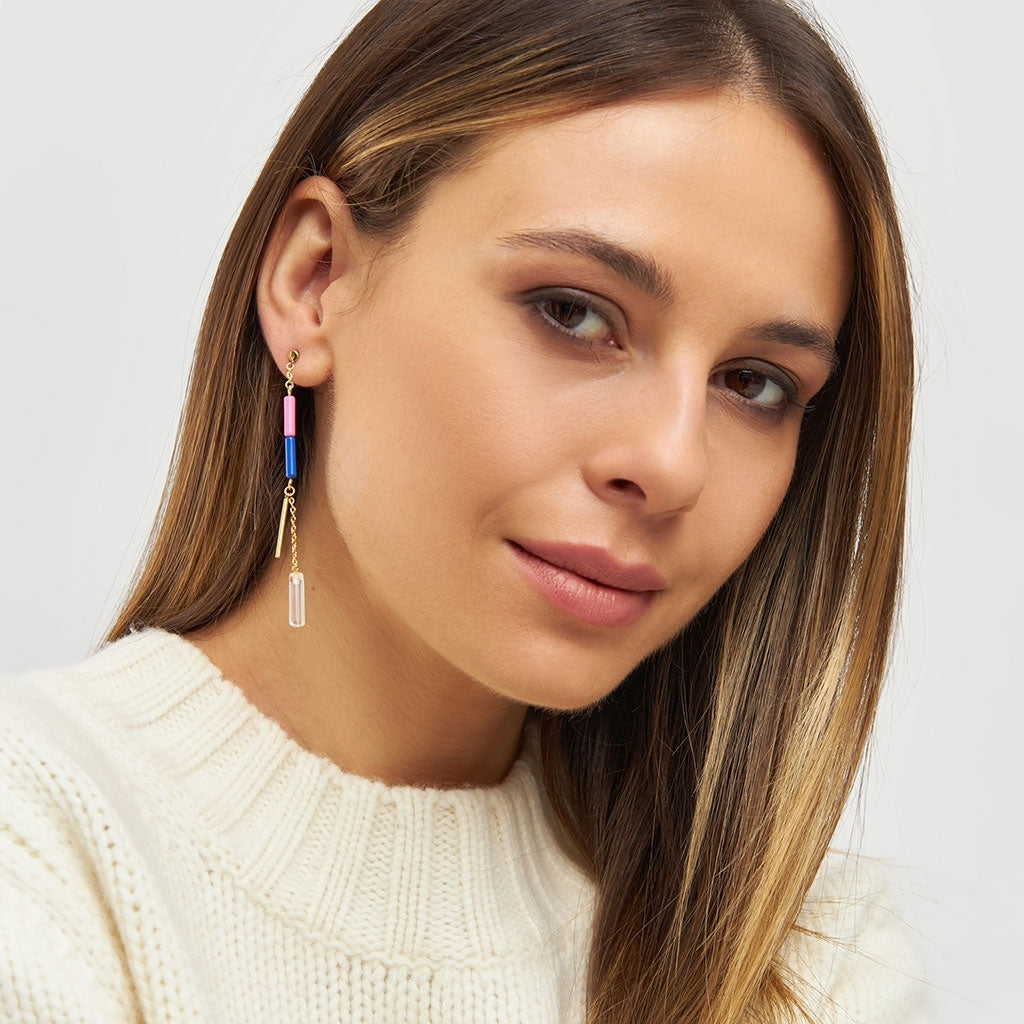 LULU Copenhagen Topping Long Crystal örhänge 1 st Ear stud, 1 pcs Guldpläterad