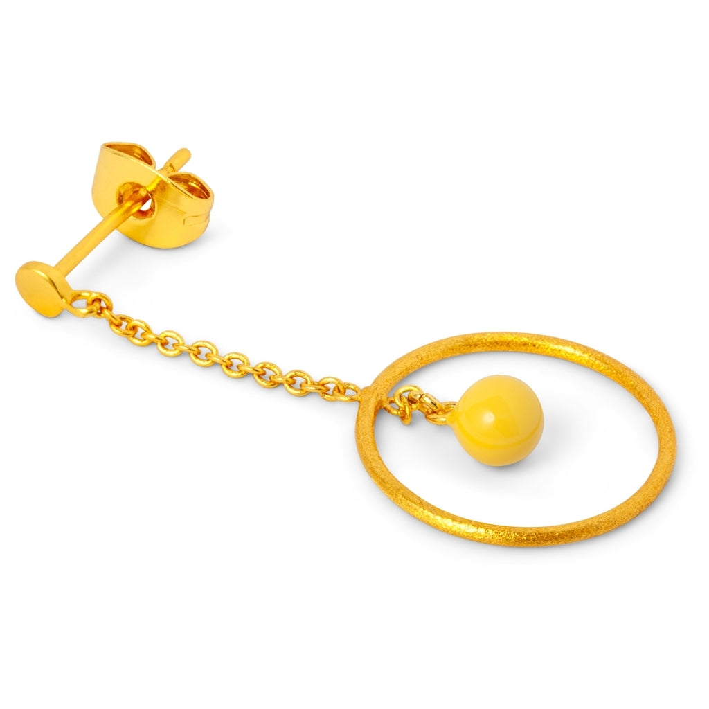 LULU Copenhagen Topping Short Loop Ball örhänge 1 st Ear stud, 1 pcs Gul
