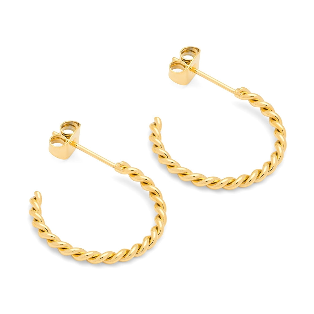 LULU Copenhagen Twisted Hoops par - guldpläterad Hoops Guldpläterad