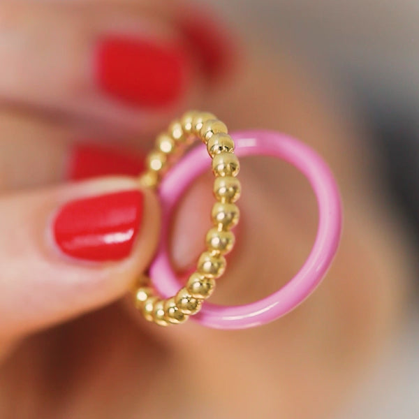 LULU Copenhagen Color Ball Ring Rings Guldpläterad - Video preview