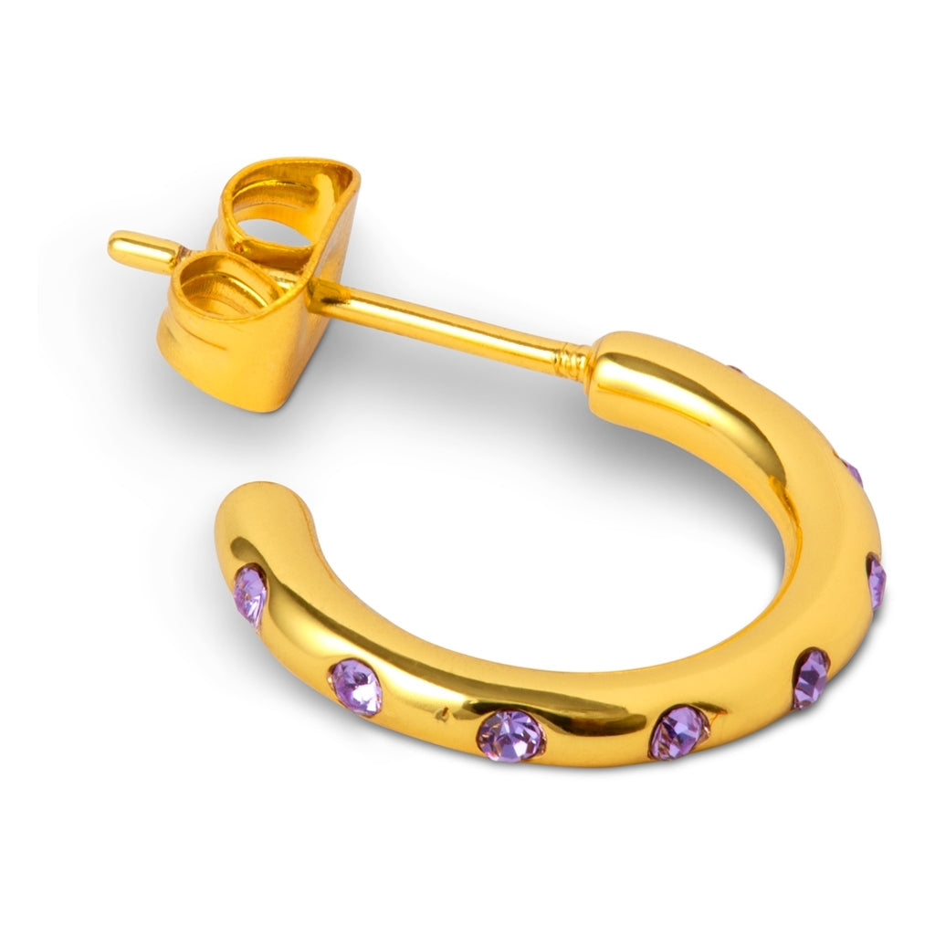 LULU Copenhagen OMG Hoops Small par guldpläterad Hoops Violett